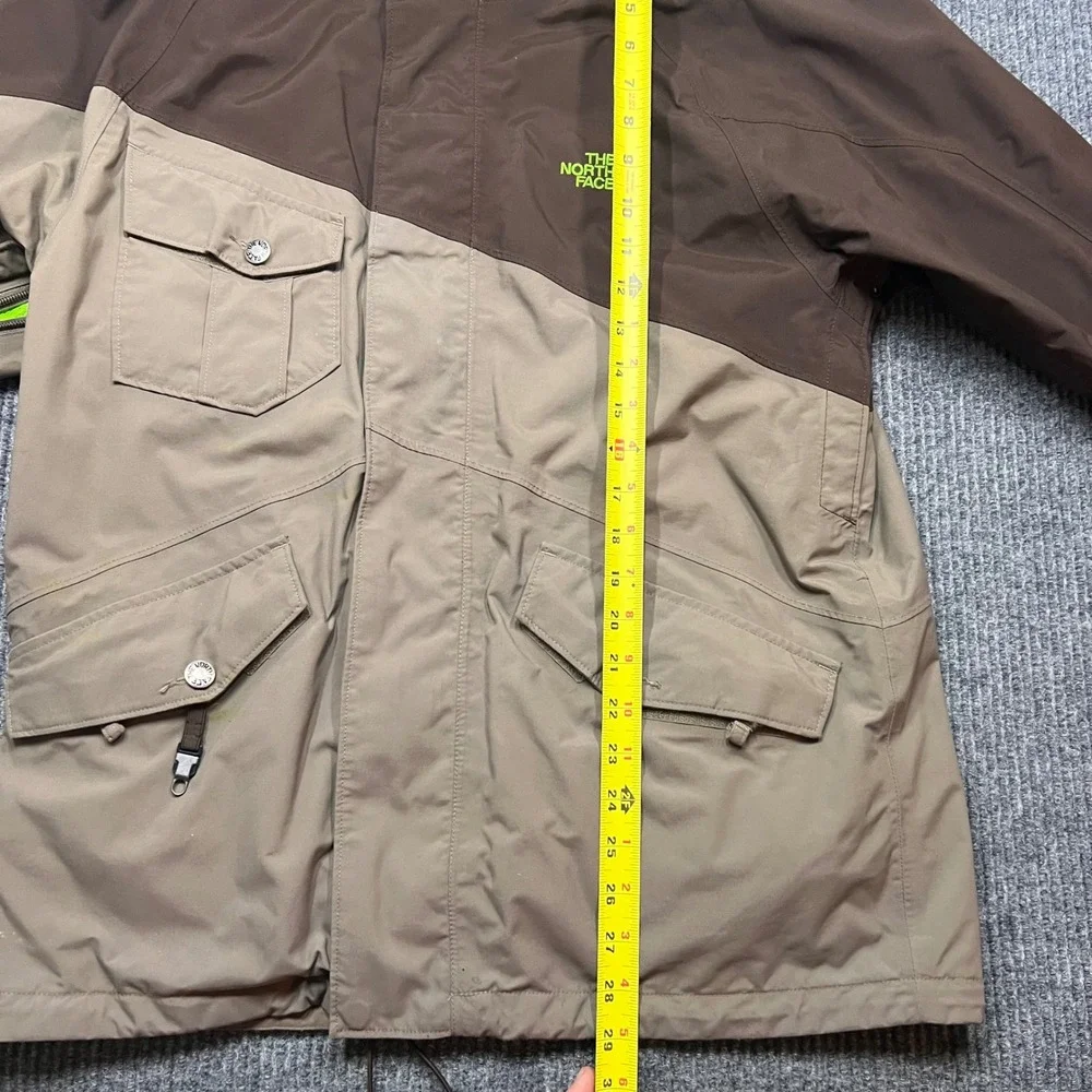 The North Face HyVent Ski Jacket Mens Brown Hooded Shell Small Waterproof Zip
